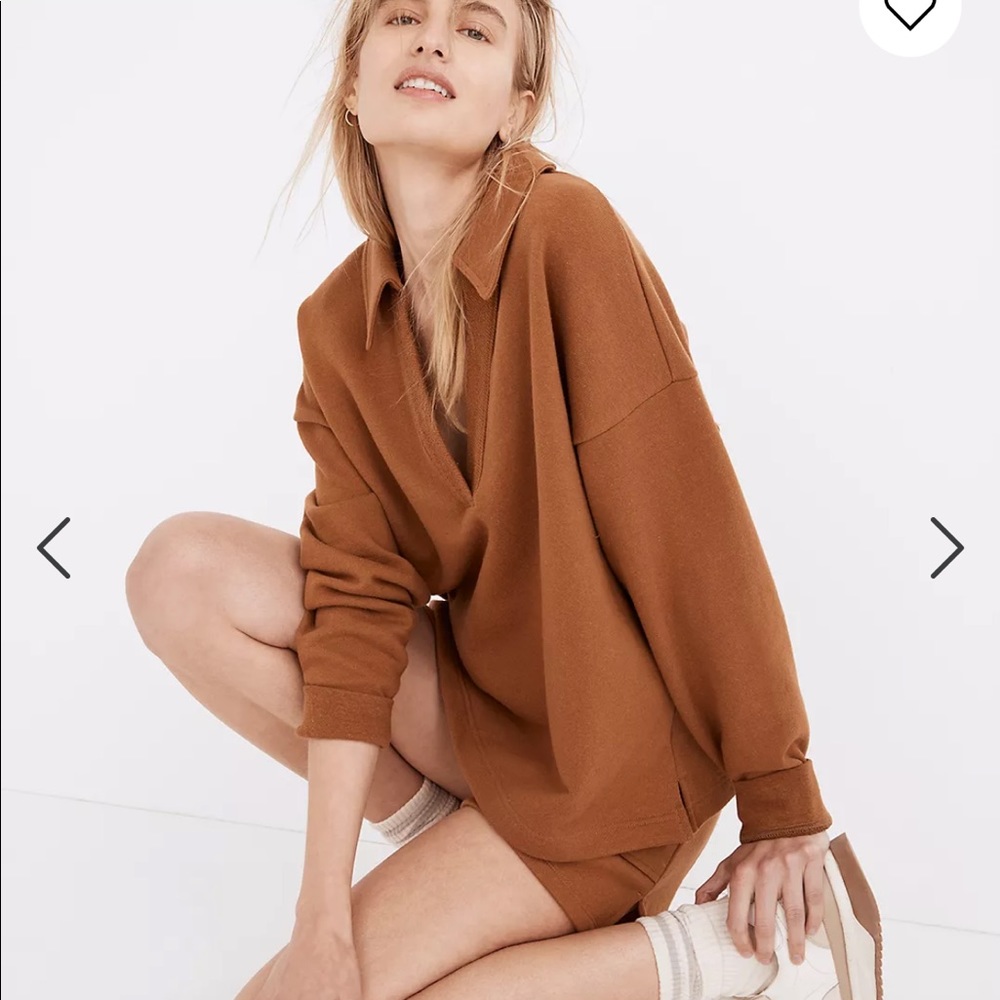 Madewell Cotton-Hemp Oversized Polo Sweatshirt